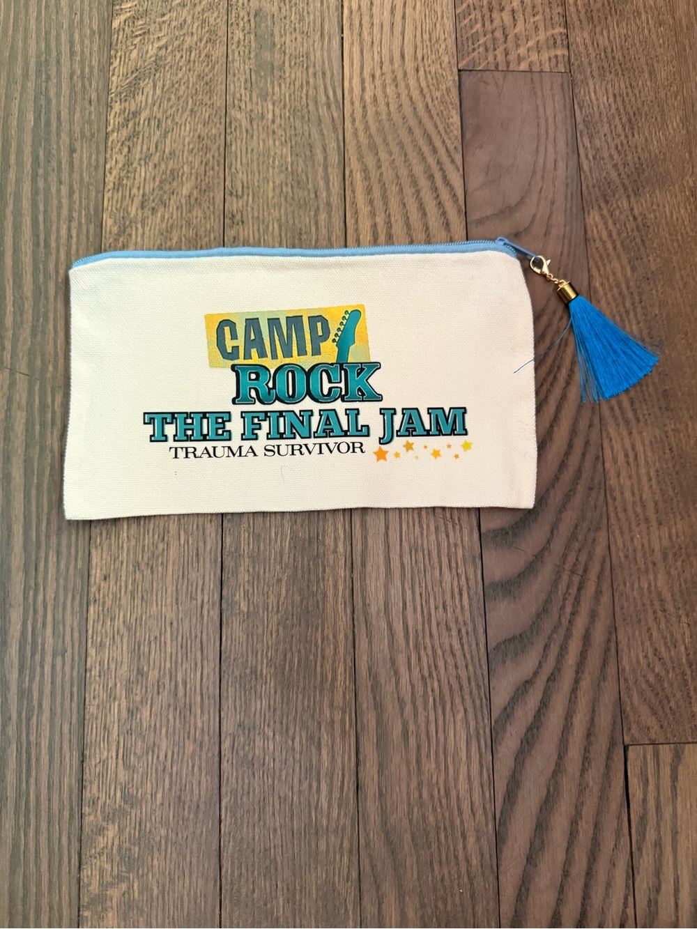 Camp Rock 'The Final Jam' Canvas Pouch in White & Blue